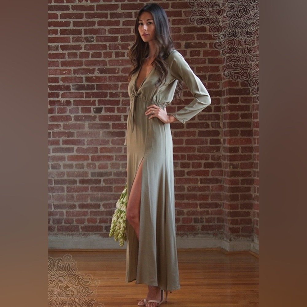 Stone Cold Fox Army Olive Green Maxi Dress Free People Anthropologie Revolve S